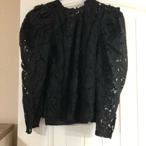 Express size small lace puff sleeve top